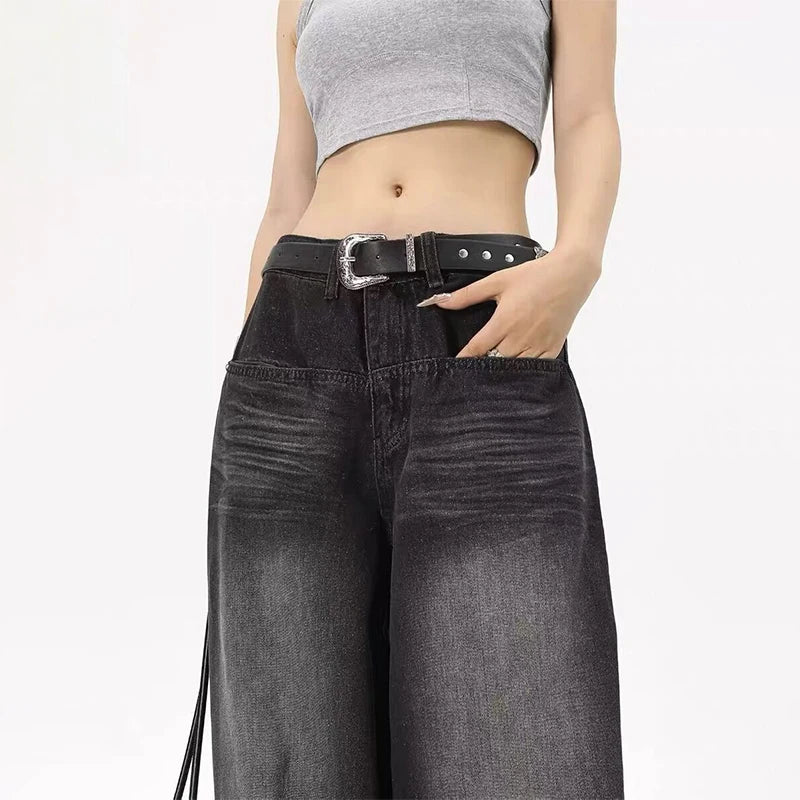 Jeans Oversized Retro Mujer - Pantalones Anchos Y2K Cintura Baja