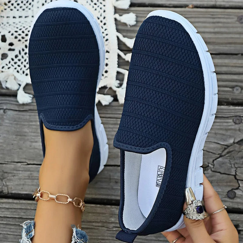 Sneakers Slip-On Mujer Blancos - Zapatillas Ligeras Sin Cordones Otoño