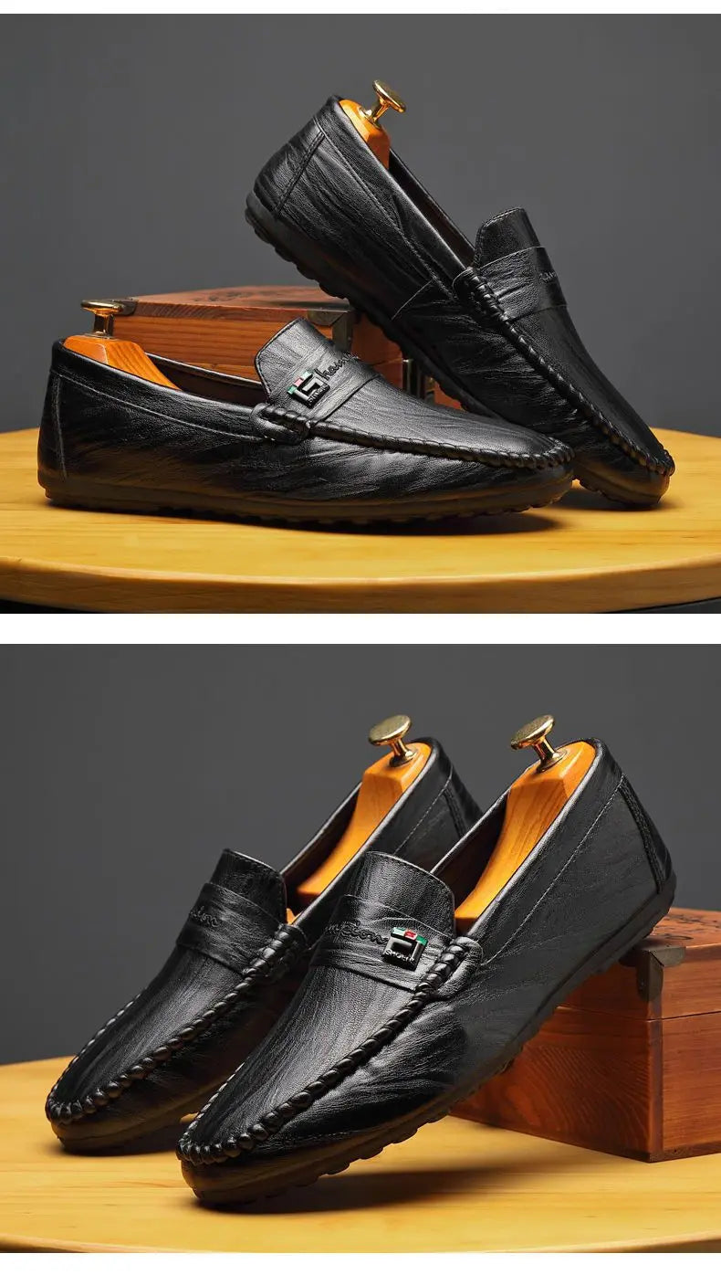 Mocasines Hombre Blancos Cuero - Vestir Casual Slip-On Primavera Otoño Designer