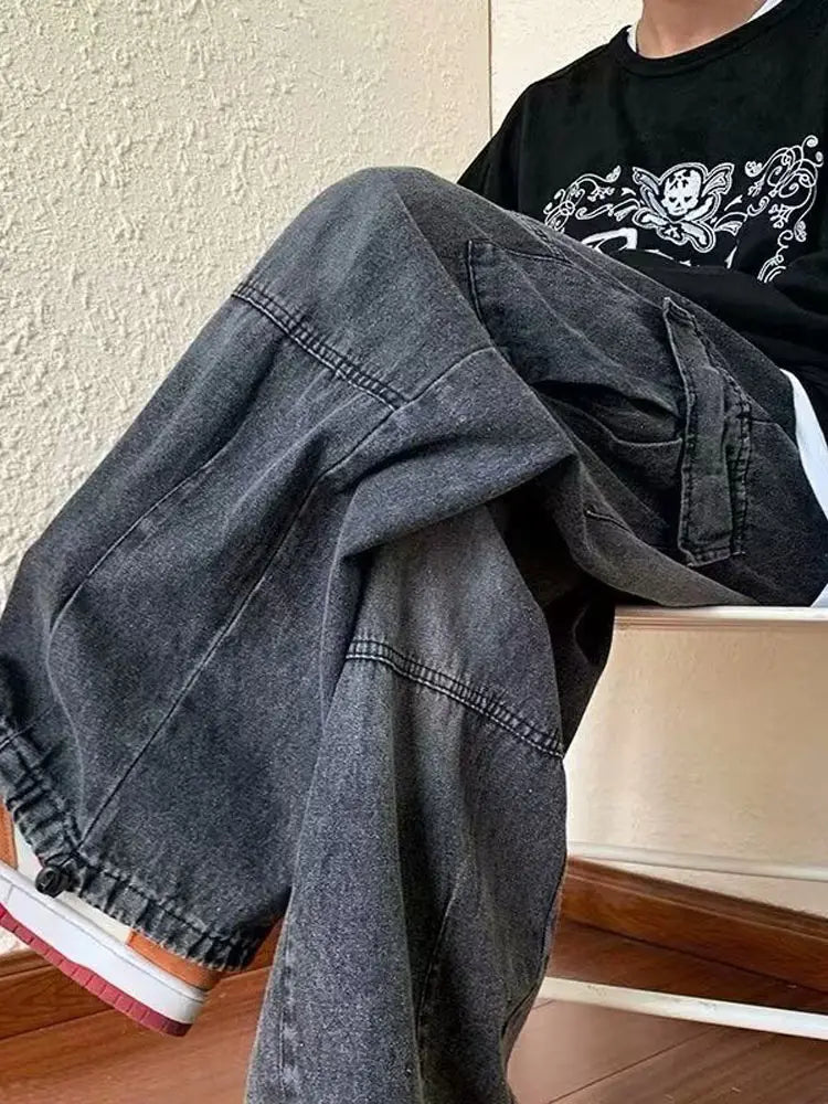 Vaqueros Cargo Y2K Baggy para Hombre - Jeans Pierna Ancha Ajustables Hippie Streetwear