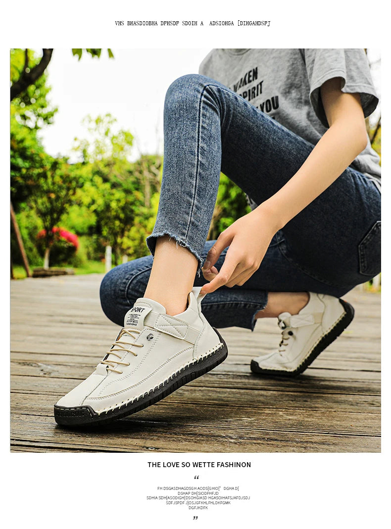 Sneakers Piel Mujer Artesanales - Zapatillas Mid-Top Slip-On Loafers Casual