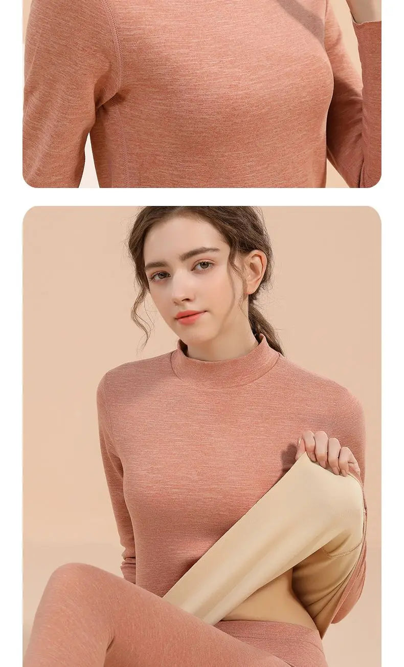 Ropa Interior Térmica Mujer Invierno - Conjunto Camiseta Pantalón Terciopelo Cálido