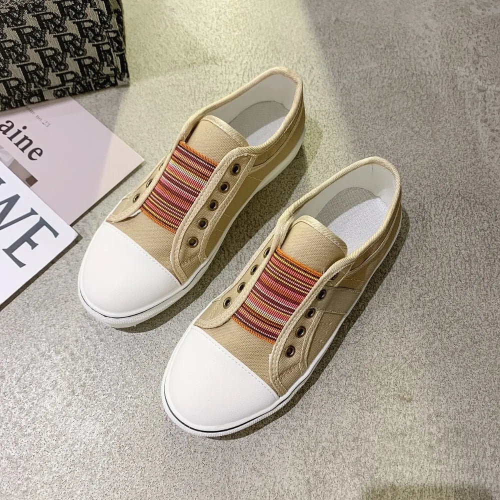 Zapatos Canvas Fashion Mujer 2025 - Zapatillas Vulcanizadas Planas Primavera Otoño