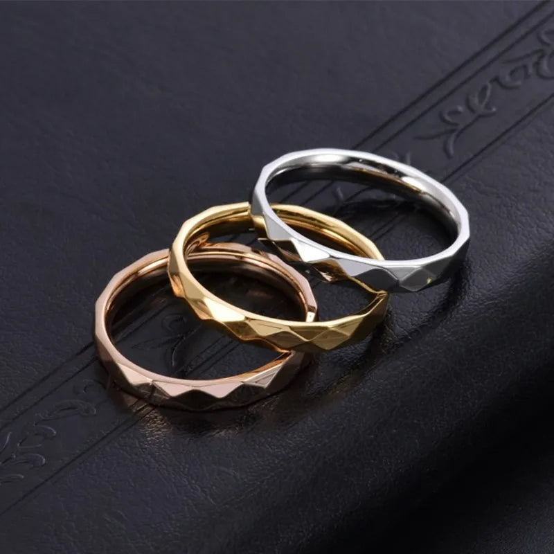 Anillo Apilable Acero Inoxidable - Multifacético Boda Mujer Talla 5-10