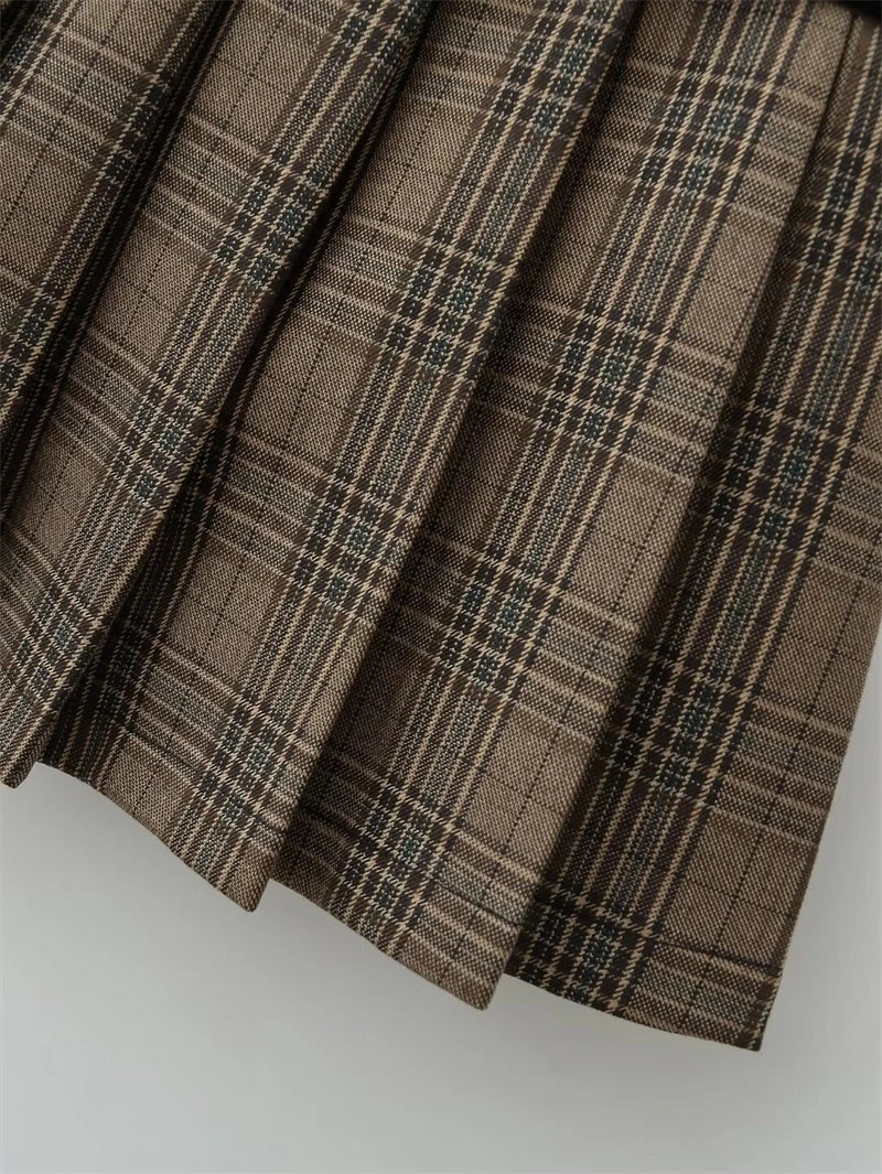 Falda Y2K Mujer Plisada Mini - Falda Cuadros Vintage Harajuku Preppy Lazo