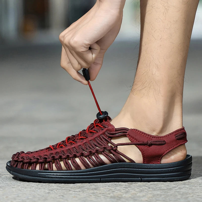 Sandalias Hombre Verano Tejidas - Outdoor Transpirables Slip-On Tallas Grandes