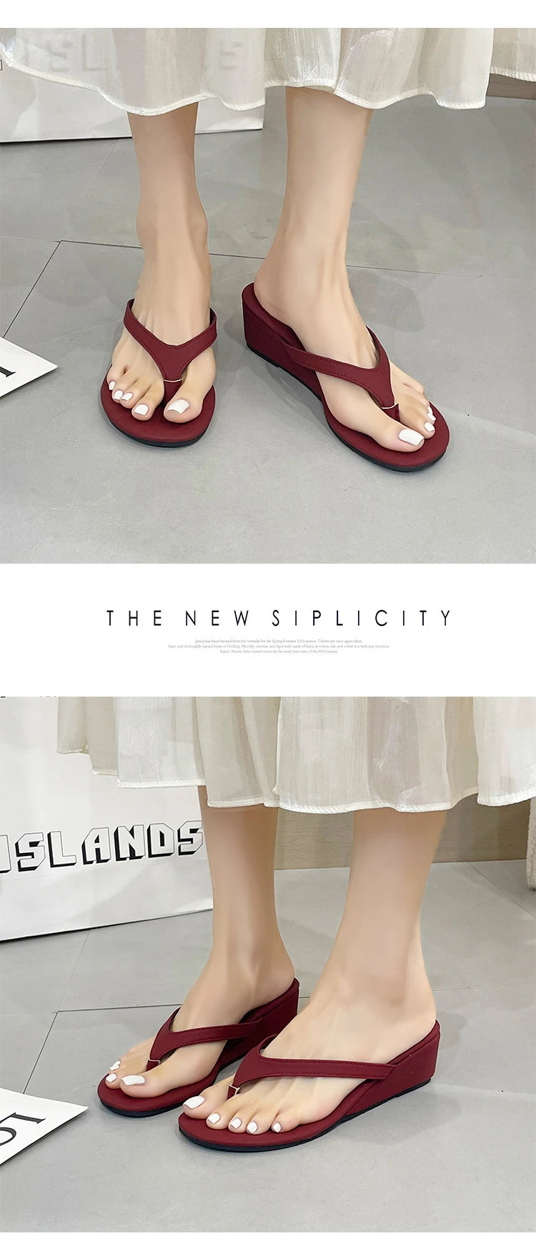 Sandalias Mujer Cuña - Chanclas Casuales Tacón Medio Verano