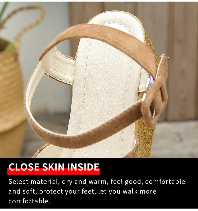 Sandalias Cuña Mujer Fashion 2025 - Zapatos Plataforma Antideslizantes Hebilla Elegantes