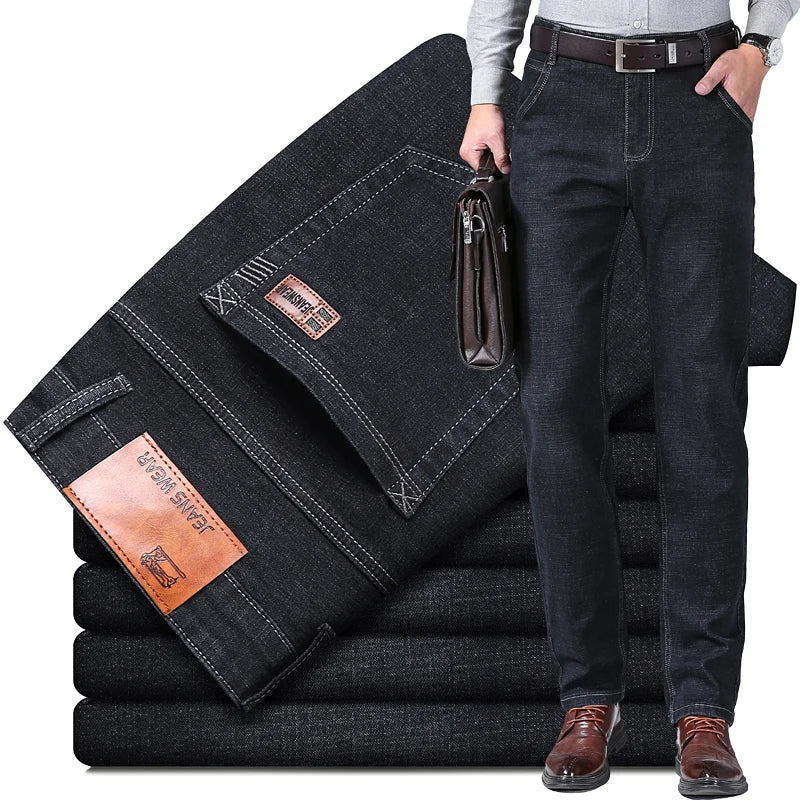 Vaqueros Hombre Business Stretch Slim - Jeans Casuales Clásicos Negro Azul