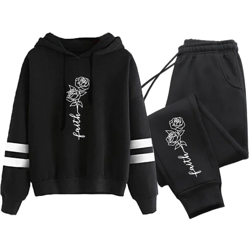 Conjunto Mujer Jogging Otoño Invierno - Sudadera Rayas Casual Outdoor