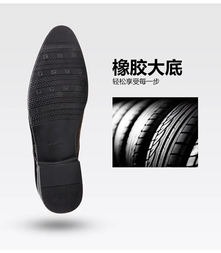 Zapatos Vestir Hombre Cuero PU Negro - Mocasines Oxford Punta Puntiaguda Boda Business