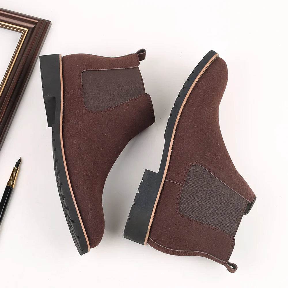 Botines Hombre Fashion Chelsea - Cuero Tobillo Casual Negros Outdoor High-Top Boda