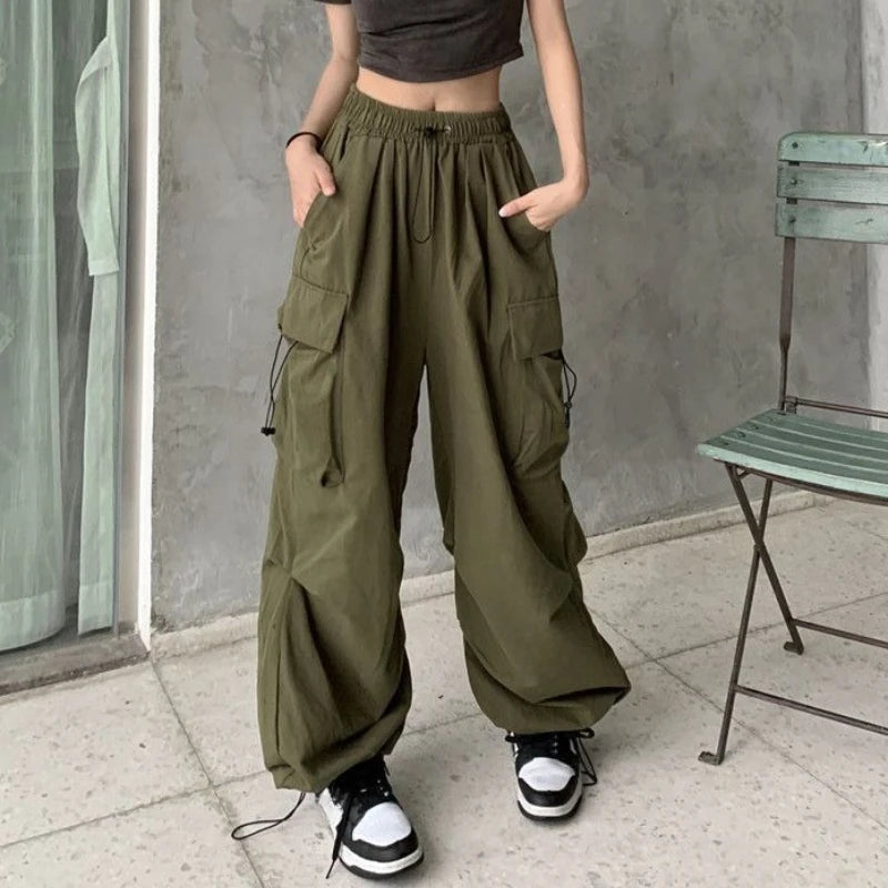 Pantalón Cargo Mujer Retro - Pantalón Streetwear Harajuku Cintura Alta