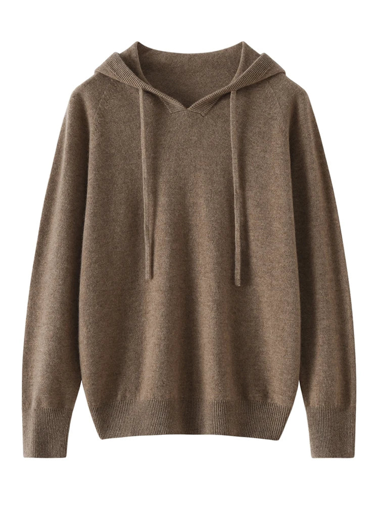 Sudadera Mujer Cashmere Capucha 100% - Pullover Punto Otoño Invierno Lujo