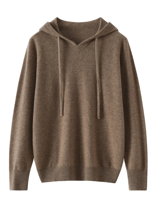 Sudadera Mujer Cashmere Capucha 100% - Pullover Punto Otoño Invierno Lujo