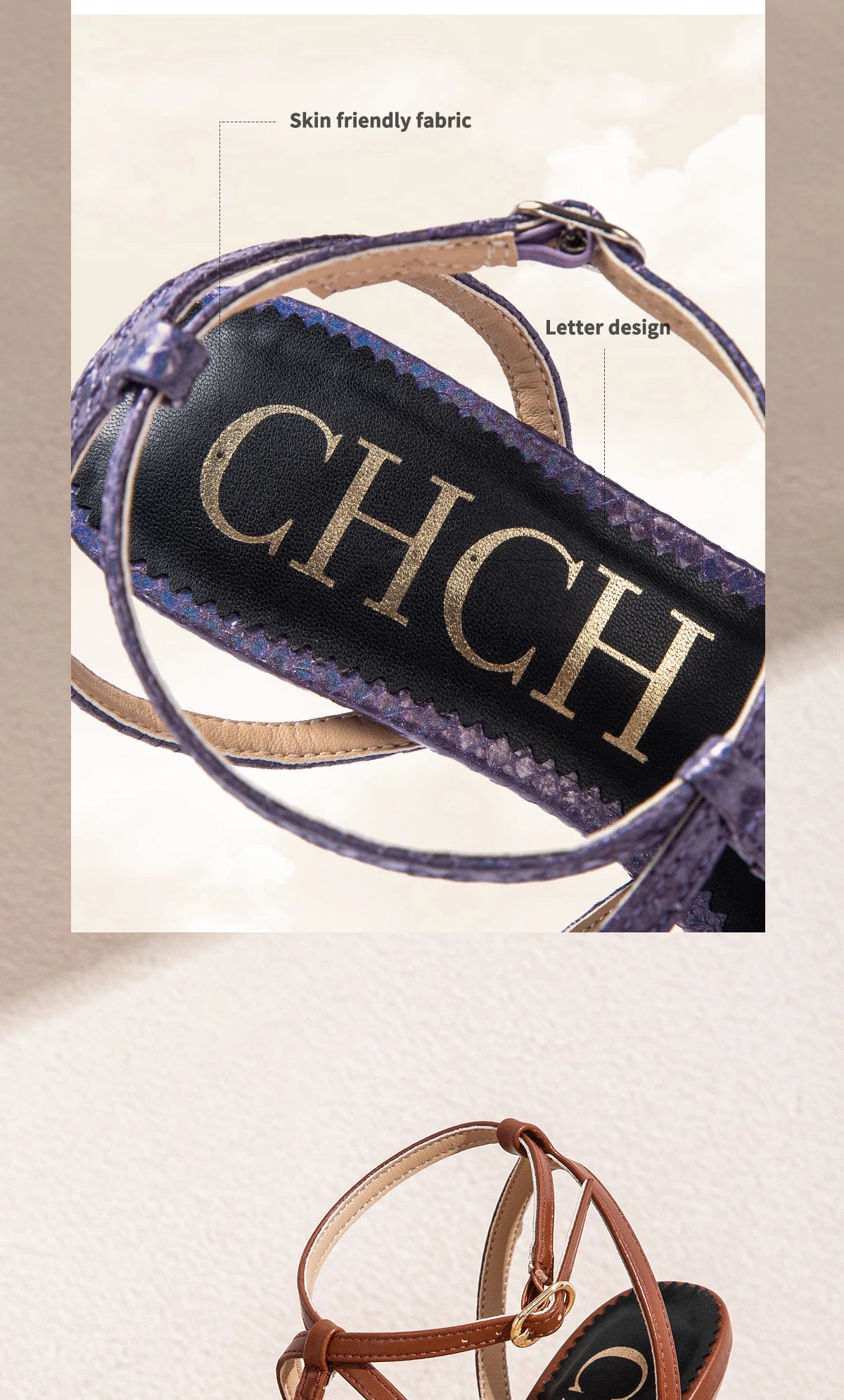 Sandalias Tacón Mujer Tiras CHCH - Zapatos Cordones Punta Cuadrada Fiesta