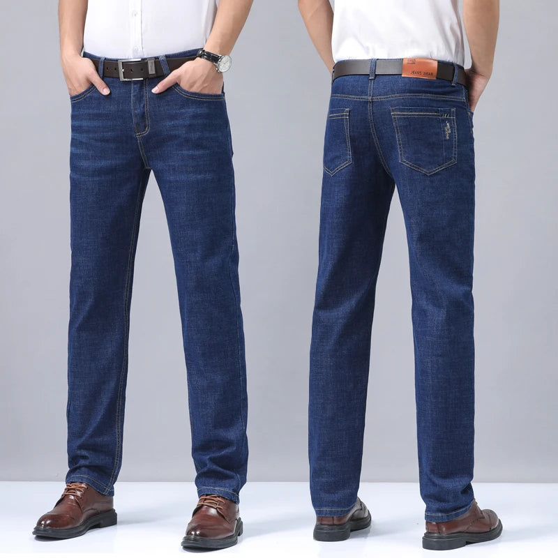 Vaqueros Hombre Verano Finos - Jeans Rectos Business Suaves Alta Calidad Trabajo