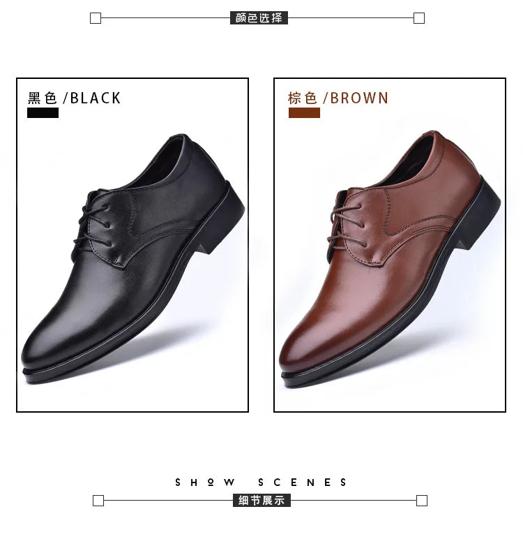 Zapatos Vestir Hombre Negros Cuero - Formales Boda Oficina Punta Puntiaguda Invierno 2024