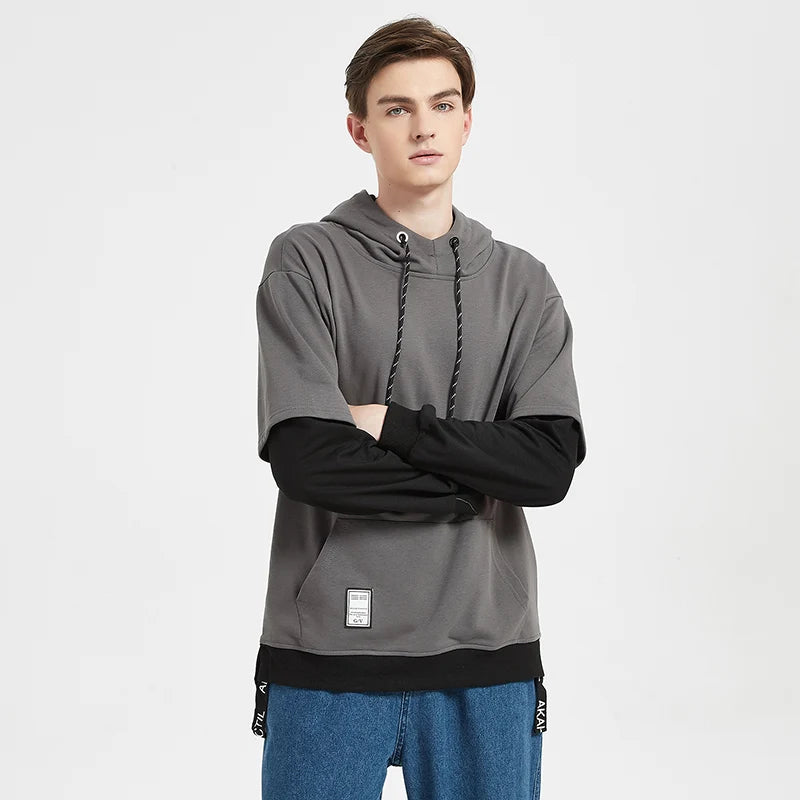 Sudadera Hombre Patchwork Hip Hop - Hoodie Pullover Streetwear Colorblock