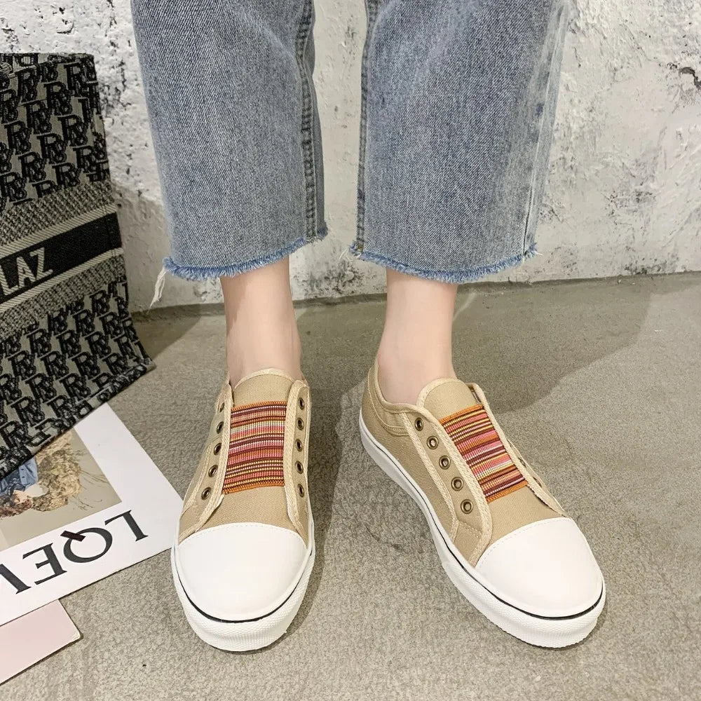 Zapatos Canvas Fashion Mujer 2025 - Zapatillas Vulcanizadas Planas Primavera Otoño