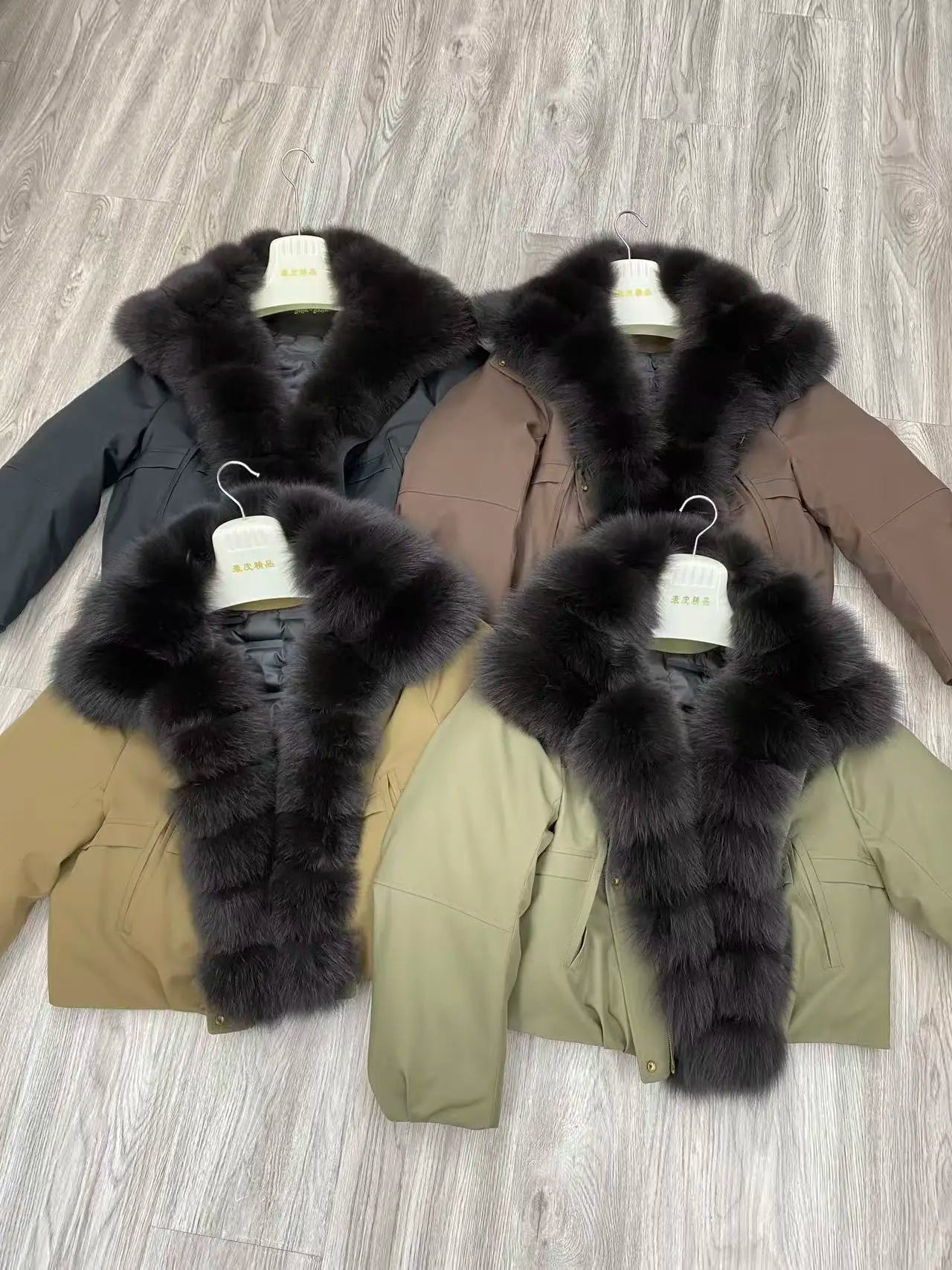 Abrigo Mujer Plumas Ganso Piel Zorro - Chaqueta Invierno Impermeable