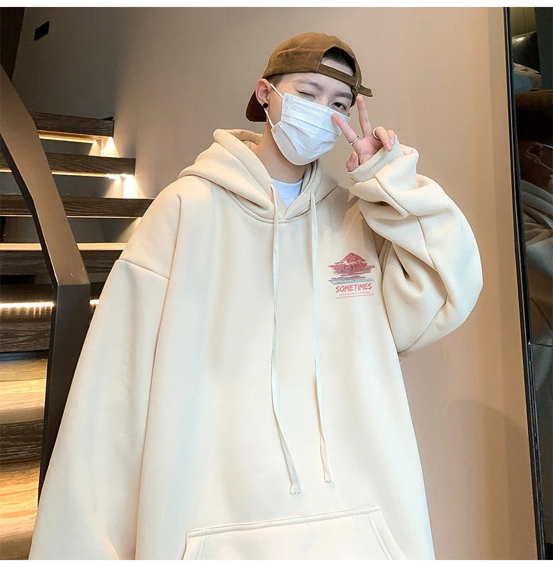 Sudadera Hombre Oversized Blanca 5XL - Hoodie Plain Casual