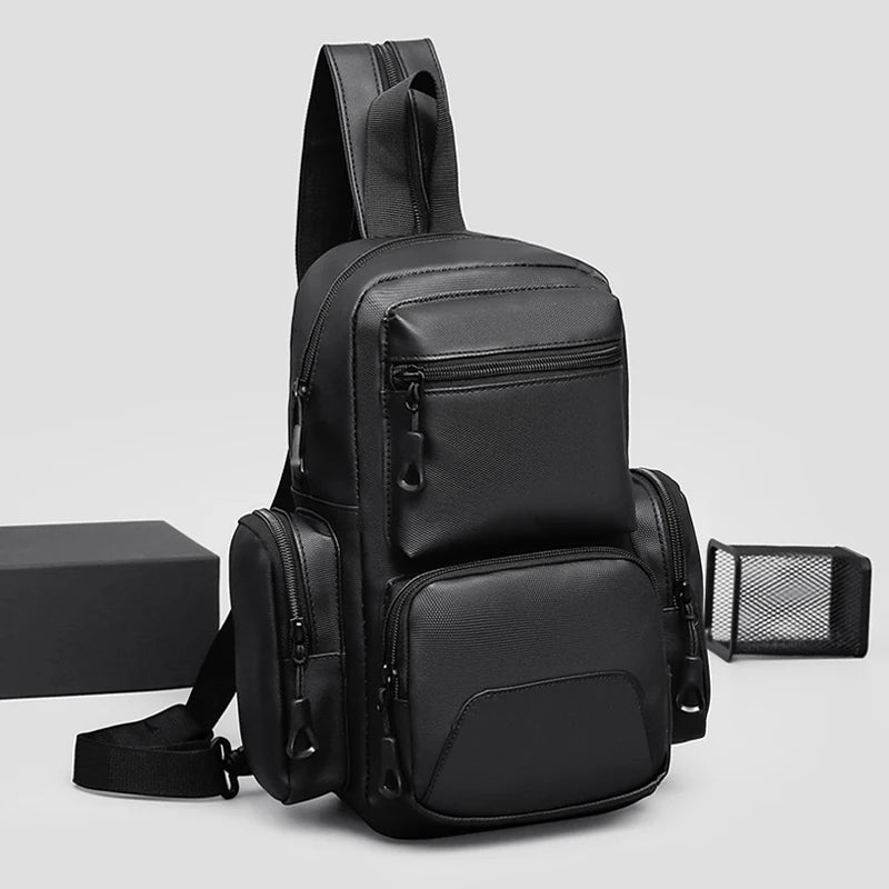 Mochila Multifuncional Hombre Multi-Bolsillos - Ligera Pecho Diagonal Crossbody Color Sólido