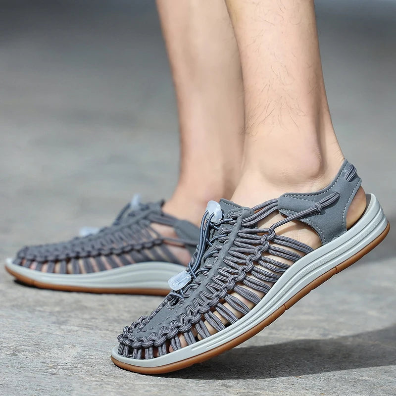 Sandalias Hombre Verano Tejidas - Outdoor Transpirables Slip-On Tallas Grandes