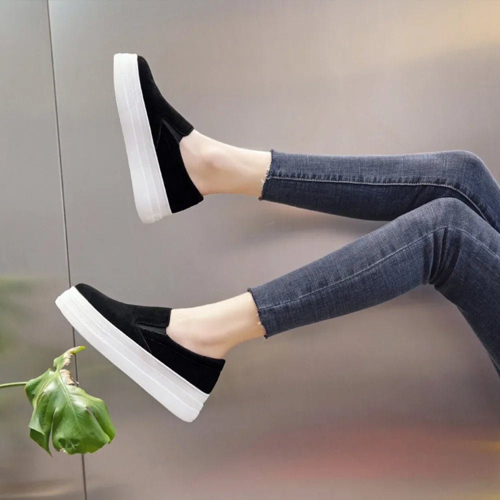 Zapatos Primavera Mujer Piel - Sneakers Lazy Plataforma Suela Gruesa Ligeros