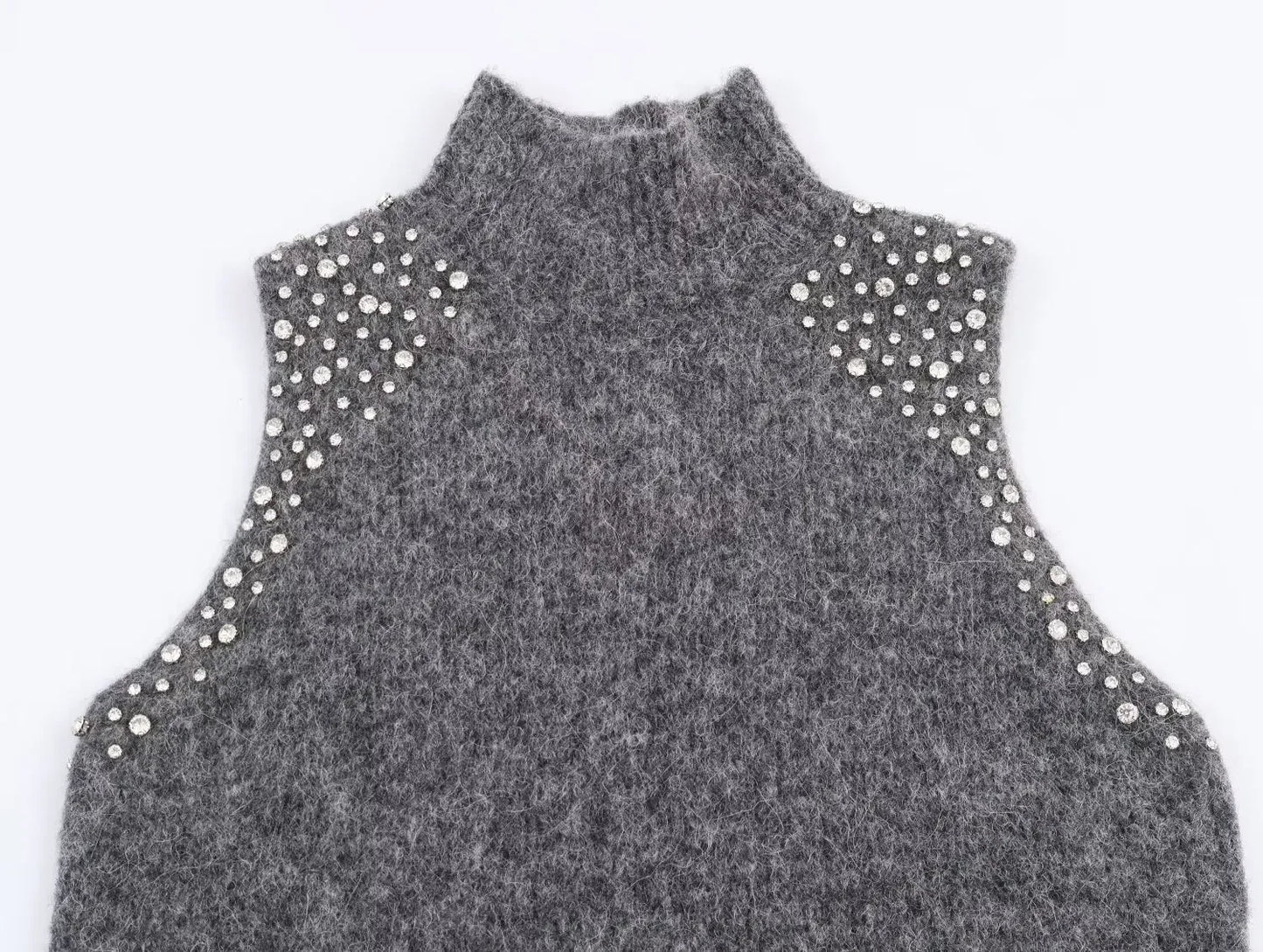 Chaleco Mujer Sin Mangas Punto 2025 - Cuello Alto Slim Casual Otoño