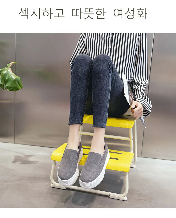 Zapatos Primavera Mujer Piel - Sneakers Lazy Plataforma Suela Gruesa Ligeros