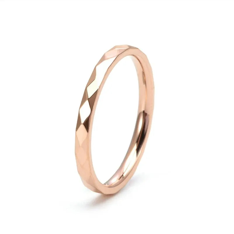 Anillo Apilable Acero Inoxidable - Multifacético Boda Mujer Talla 5-10