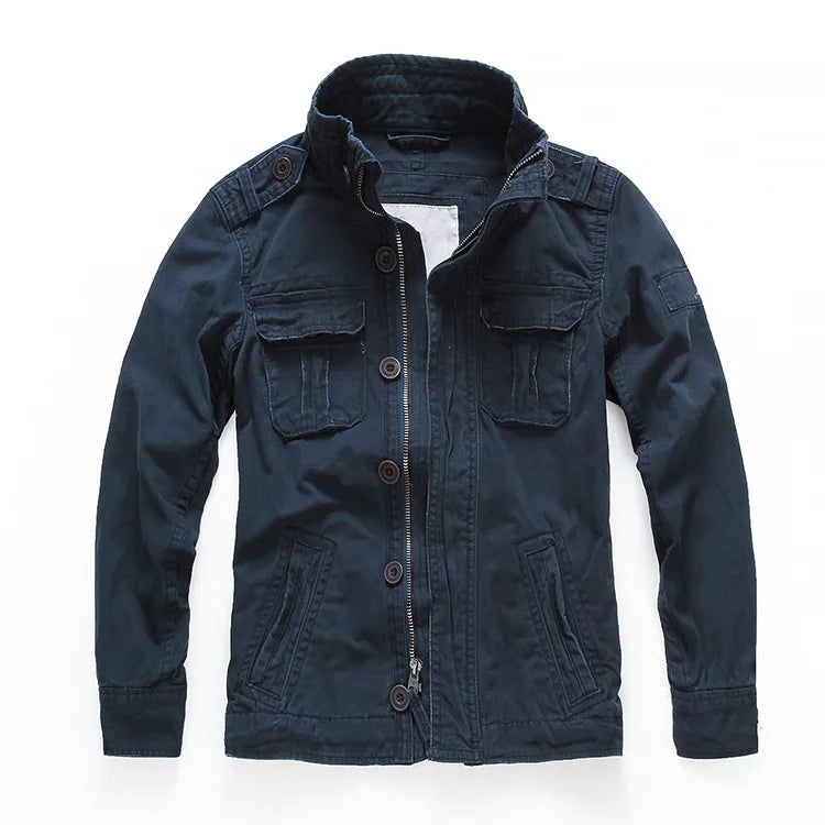 Chaqueta Hombre Denim Cargo Capucha - Multi-Bolsillos Outdoor Senderismo