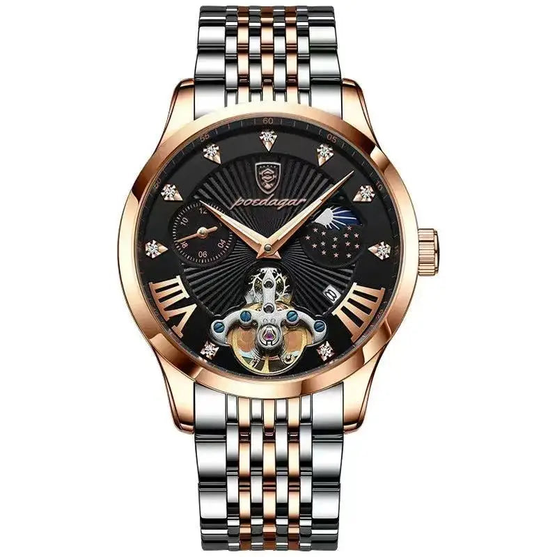 Reloj POEDAGAR Luxury para Hombre - Cuarzo Business Cuero Calendario Resistente al Agua