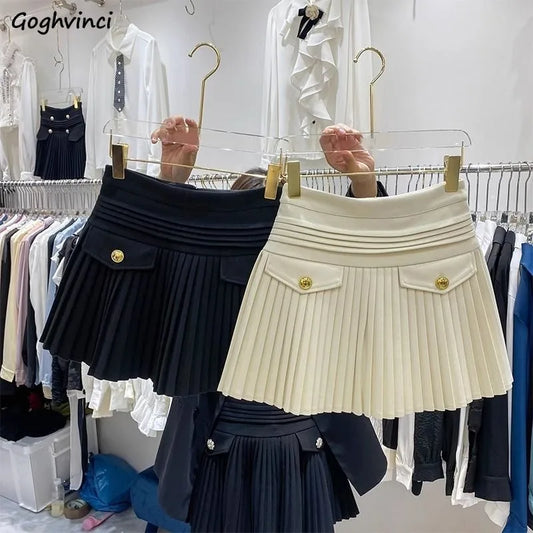 Falda Plisada Mujer Lana - Falda Mini Cintura Alta Otoño Elegante