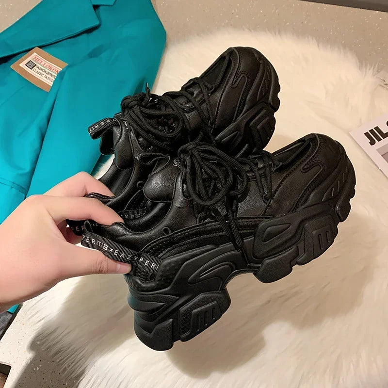 Sneakers Plataforma Chunky Mujer Blancos - Zapatillas Running Cómodas