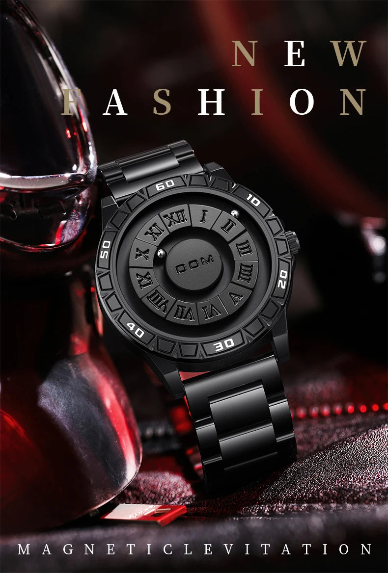 Reloj DOM 1726 Diseño Magnético - Bola Giratoria Cuarzo Romano Resistente al Agua