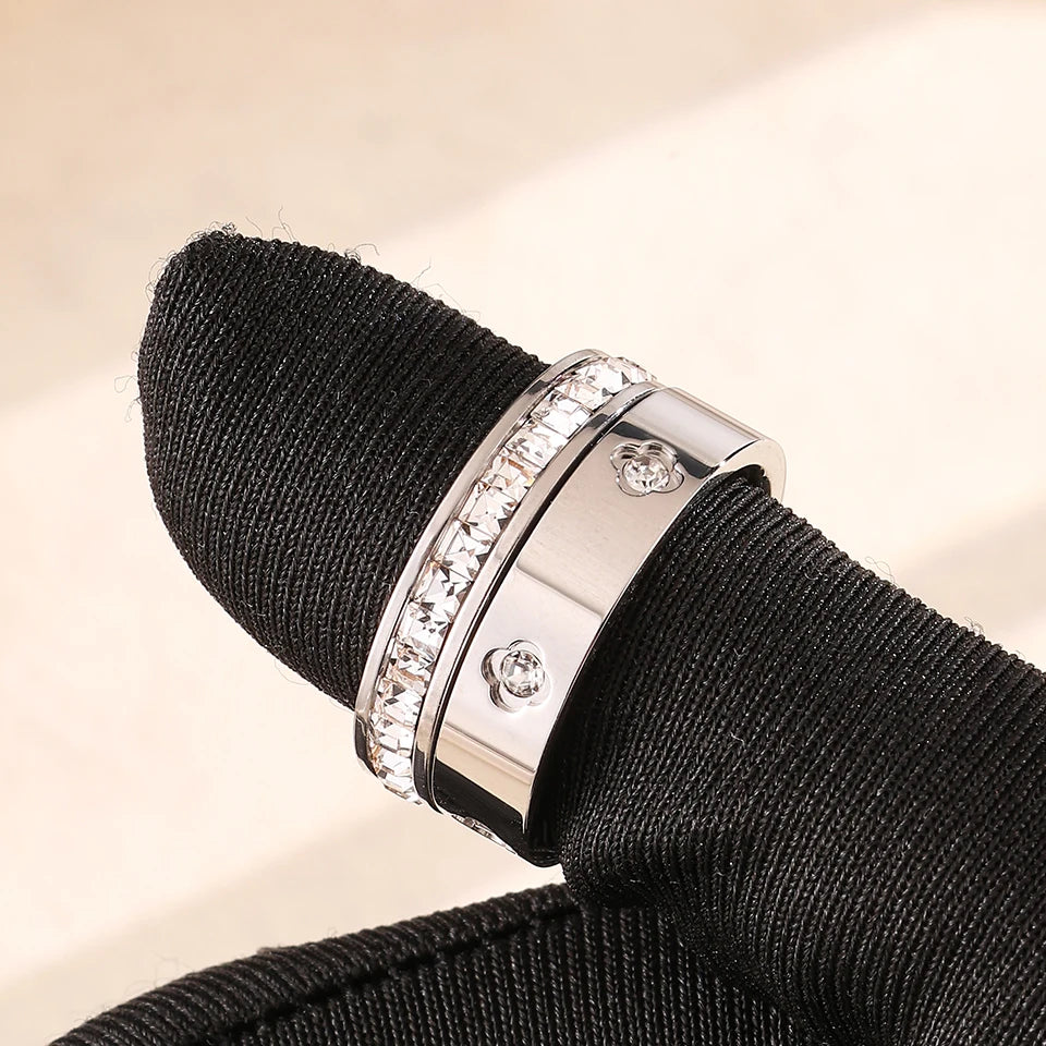 Set Anillos Multicapa Acero Inoxidable - Circonita Apilables Mujer