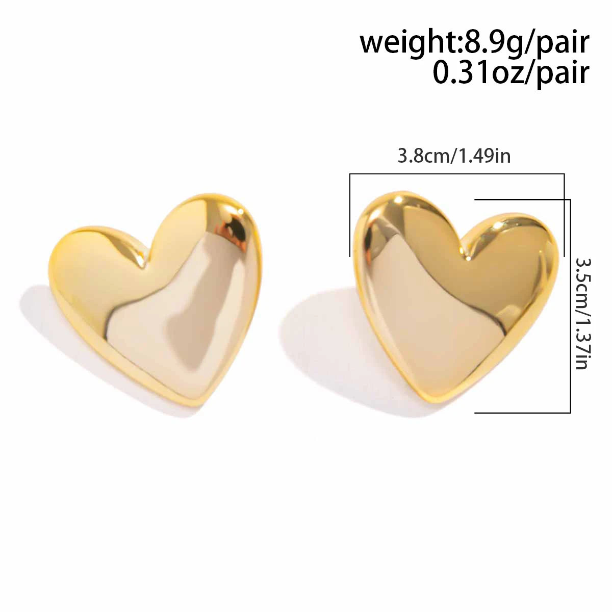 Pendientes Corazón Amor Minimalistas - Punk Dorado Goth Mujer 2024