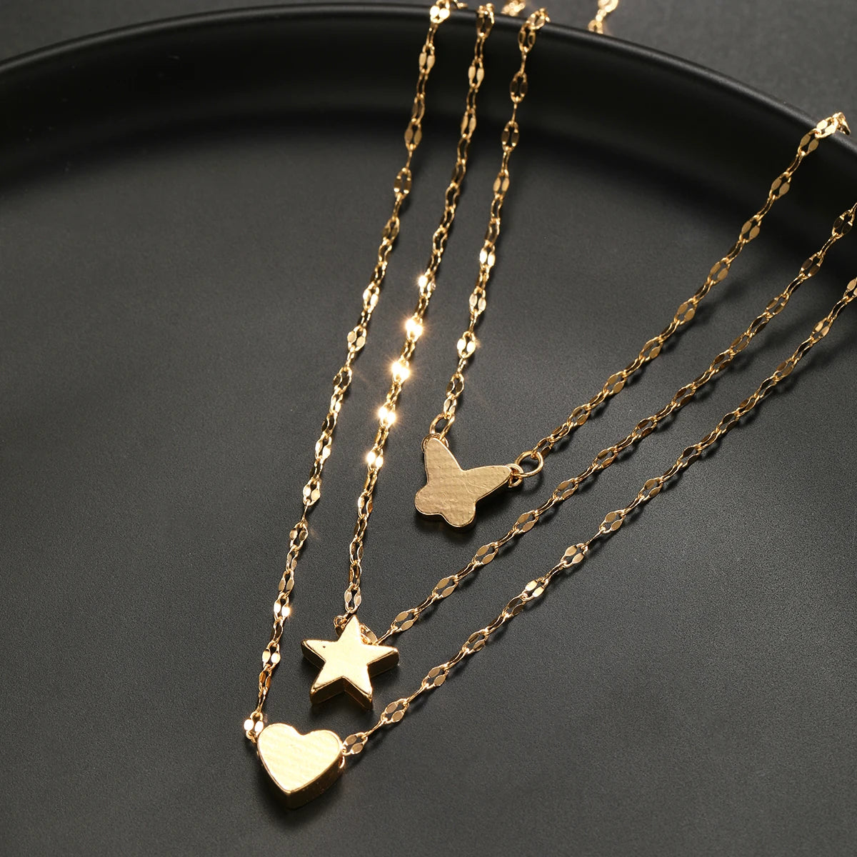 Set 3 Collares Multicapa Dorados Mujer - Choker Retro Elegante