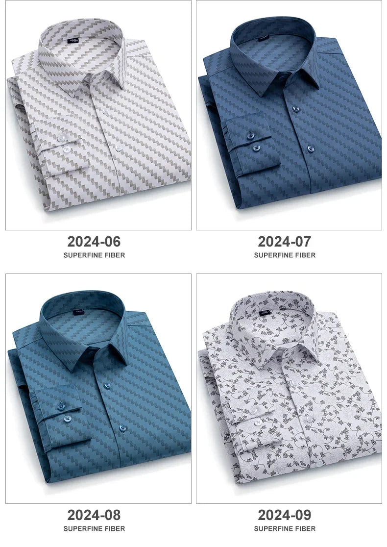 Camisa Hombre Estampada Vintage Slim Fit - Manga Larga Cuadros Suave Fashion Designer