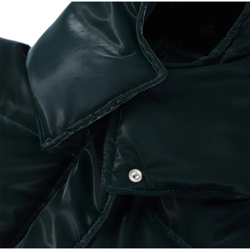Abrigo Mujer Vintage Brillante - Abrigo Capucha Acolchado Cuello Alto 2025