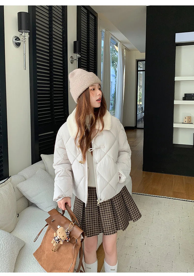 Chaqueta Algodón Mujer Tendencia - Chaqueta Estilo Chino Cuello Lana 2025