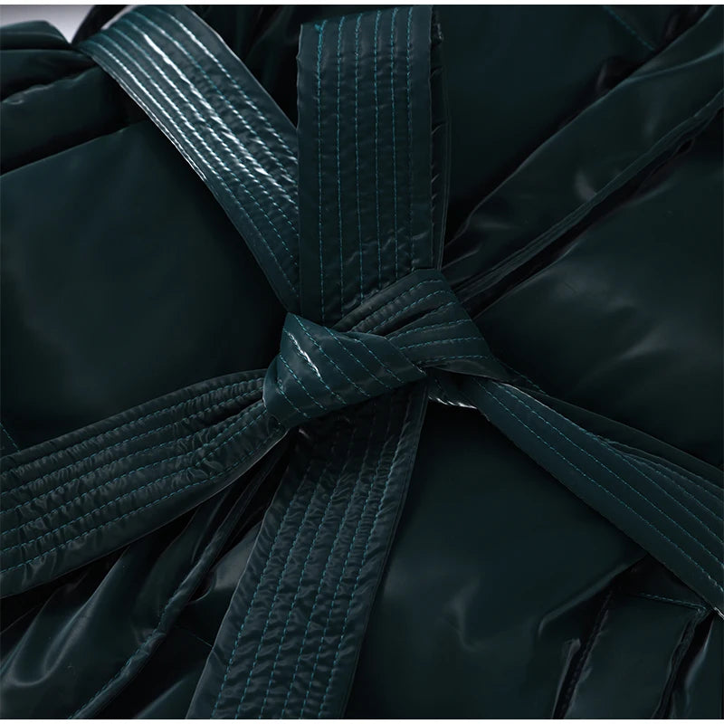 Abrigo Mujer Vintage Brillante - Abrigo Capucha Acolchado Cuello Alto 2025