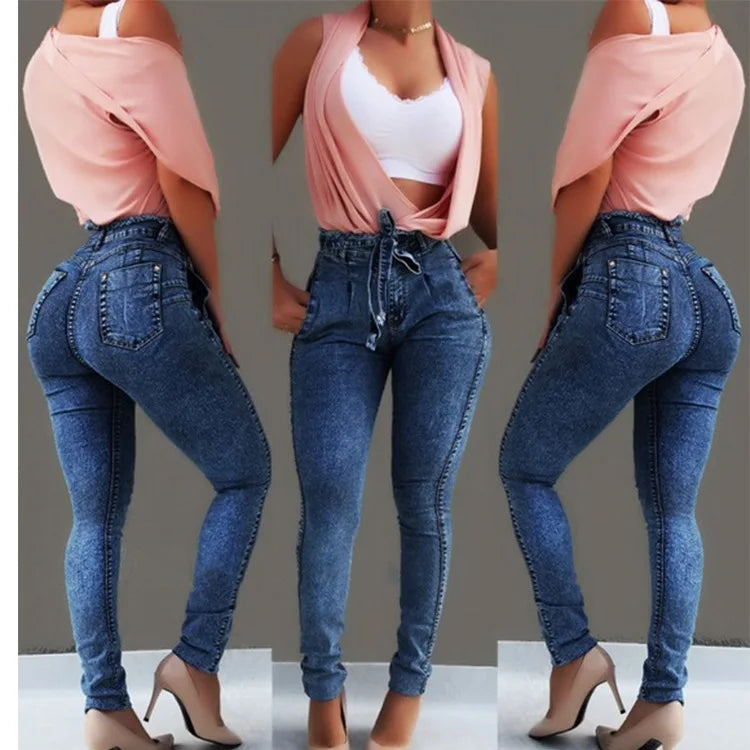 Vaqueros Mujer Cintura Alta Slim Stretch - Jeans Ajustados Push Up Tallas Grandes