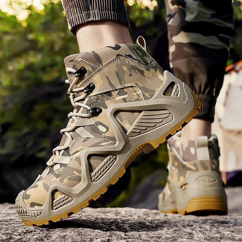 Botas Hombre Entrenamiento 2025 - High-Top Outdoor Antideslizantes Casual Platform Sneakers Designer Desert Camuflaje Tactical