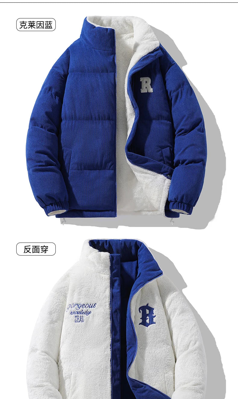 Chaqueta Hombre Invierno Pana Cordero - Parka Denim Outdoor Cálida Holgada