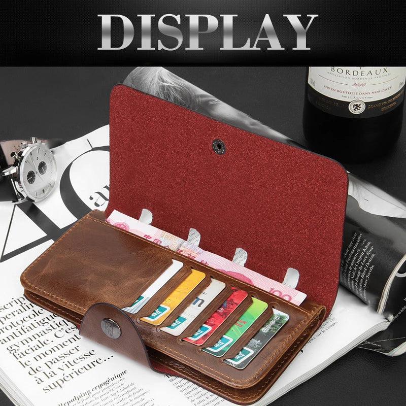 Cartera Cuero Hombre Tríptico - Hebilla Magnética Tarjetero Monedero Negocios