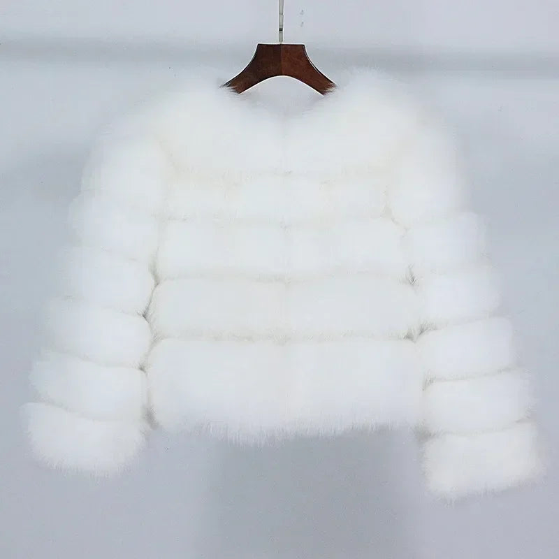 Abrigo Piel Zorro Mujer Invierno 2025 - Chaqueta Lujo Mapache Natural