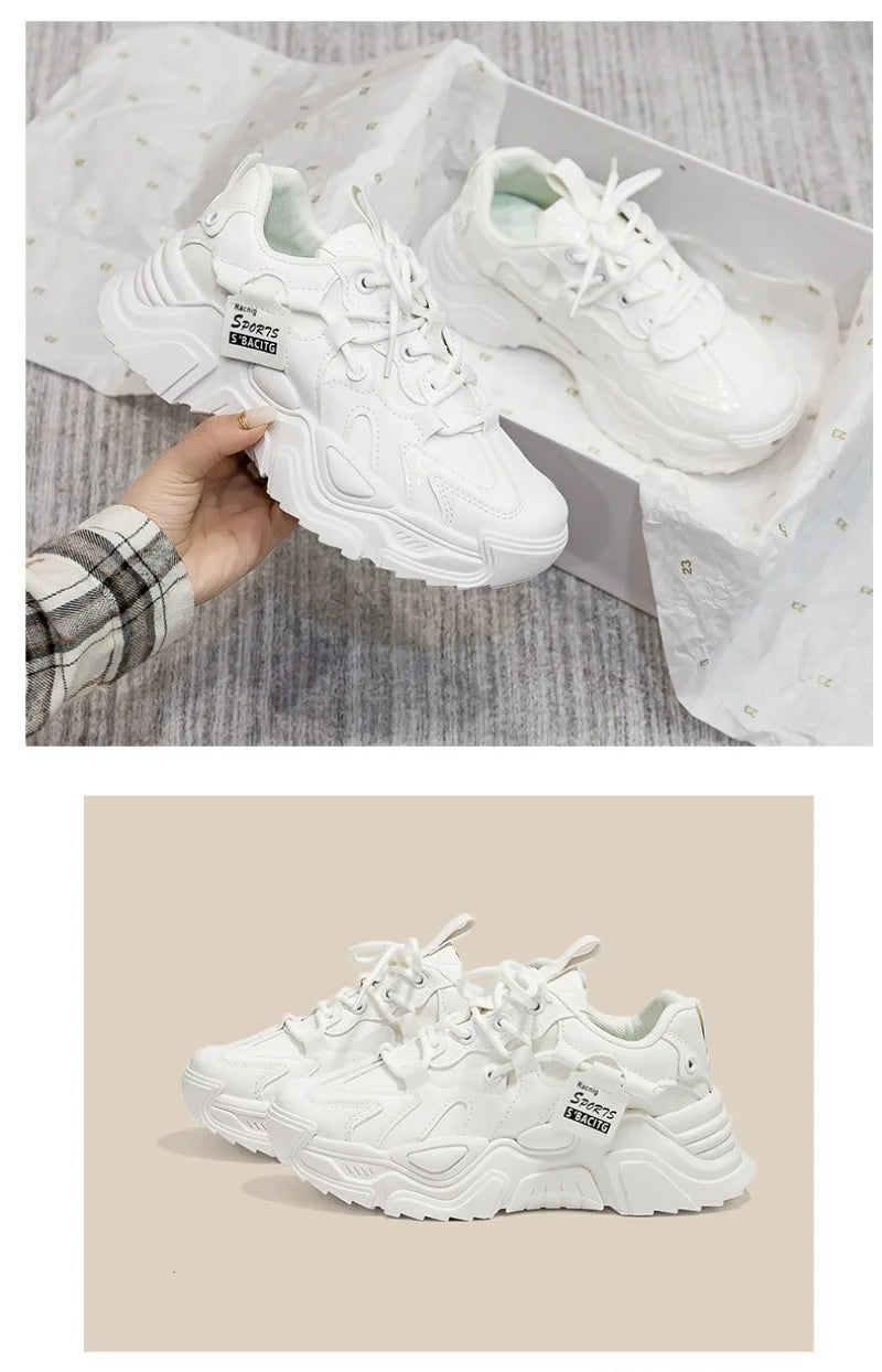 Sneakers Chunky Piel Mujer 2025 - Zapatillas Luxury Running Vulcanizadas